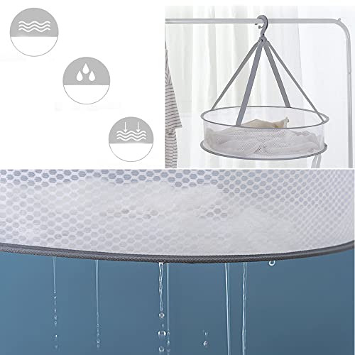 2 Pack Drying Rack Clothing Collapsible Laundry Basket 23'' Folding Hanging Dry Net Mesh Dryer with Hook for Clothes Drying Household Lingerie Sweater Blouse Herb (1Tier+2Tier)