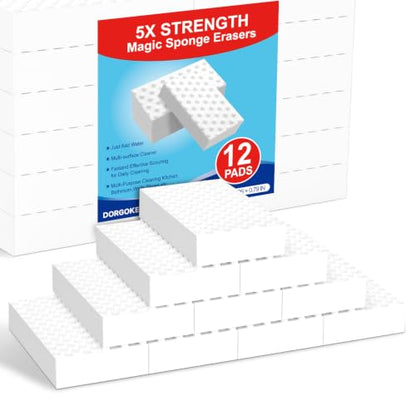 12 Pack Magic Cleaning Sponge Erasers, 5X Density Long Lasting Melamine Sponge Shower and Tub Scrubber, Multi-Functional Household Kitchen Cleaning Sponges Foam for Bathroom Sink Wall Cleaner