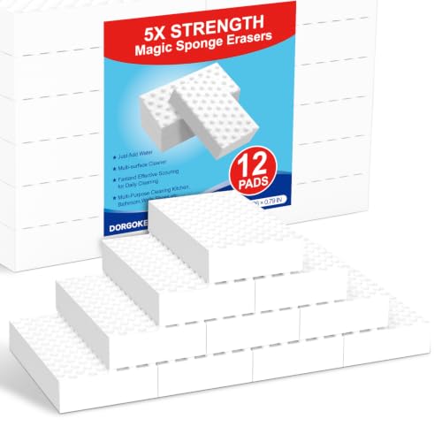 12 Pack Magic Cleaning Sponge Erasers, 5X Density Long Lasting Melamine Sponge Shower and Tub Scrubber, Multi-Functional Household Kitchen Cleaning Sponges Foam for Bathroom Sink Wall Cleaner