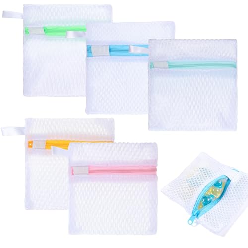 5 Pack Laundry Pod Bags with Zipper, Portable Delicate Laundry Bag, Small Wash Bags for Laundrys Pacs & Scent Crystals, Machine Maintenance
