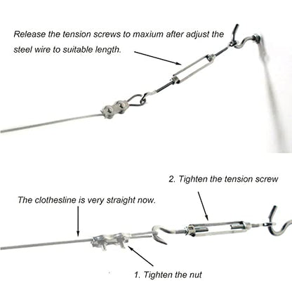 DEWEL 32FT Stainless Steel Clothes Lines for Hanging Clothes Outside - size: 32ft