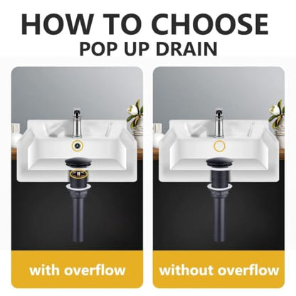 Bathroom Sink Drain with Overflow - Big Cap for Standard 1 3/4" Drain Opening - Pop Up Drain,Oil Rubbed Bronze - color: Oil Rubbed Bronze, size: With Overflow
