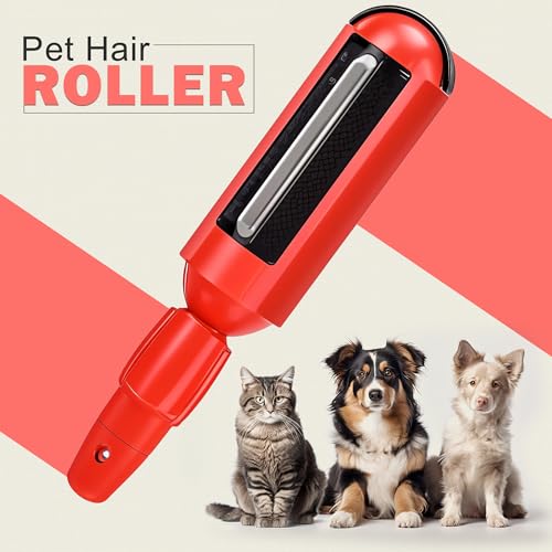 Reusable Pet Hair Remover Roller for Furniture, Clothes & Carpet – Durable ABS Material, Easy Clean Lint Roller for Dogs & Cats – Eco-Friendly & No Adhesive Needed (Red) - color: Red