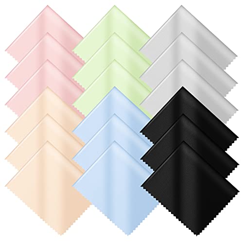 18 Pack Microfiber Cleaning Cloths (7" x 6") Multicolor Glasses Cleaning Cloth for Eyeglasses, Camera Lens, Cell Phones, Laptops, LCD TV Screens and More