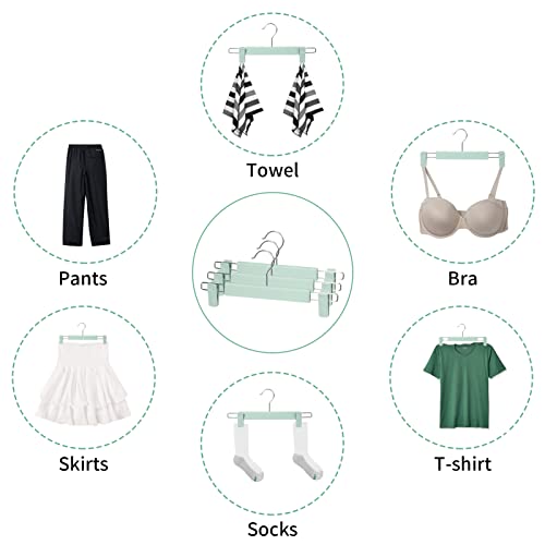 Pants Hangers with Clips, Skirt Hangers, 10 Pack, Light Green - color: Light Green, size: 10Pack