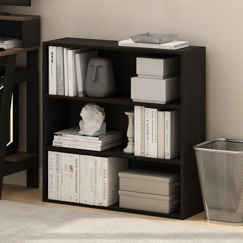 Furinno PASIR Book Shelf, 3-Tier Bookshelf with Open Storage Shelf, Standing Bookcase, 9.3 x 31.3 x 31.5, Easy Assembly, for Living Room, Bedroom, Home Office, Espresso - color: Espresso, size: 9.3 (D) x 31.3 (W) x 31.5 (H) inches