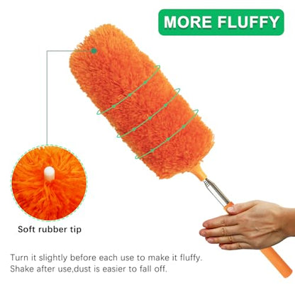 2 Pack Small Washable Microfiber Feather Duster, Microfiber Head, 13" to 30" Extendable Pole, Cleaning Tool for Office, Car, Computer, Furniture