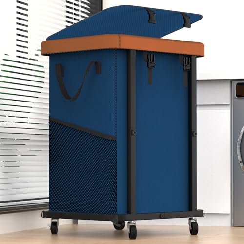 Laundry Basket with Wheels,150L (40 Gal) Rolling Hamper Carts - Navy Blue - color: Navy Blue, size: 1 Section-150L