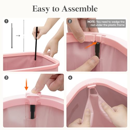 Lifewit Slim Laundry Basket with Lid and Removable Bag, 65L, Pink - color: Pink, size: 65L