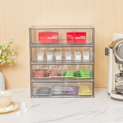 Vtopmart Clear Stackable Storage Drawers, 4 Pack Wide Plastic Organizers - style: 4pack Wide