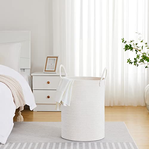 VIPOSCO 72L Tall Woven Laundry Basket Hamper, White - color: White, size: 72L