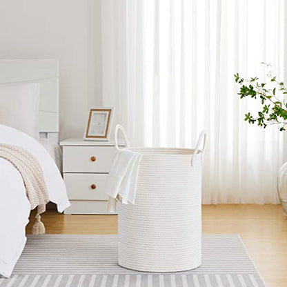 VIPOSCO 72L Tall Woven Laundry Basket Hamper, White - color: White, size: 72L