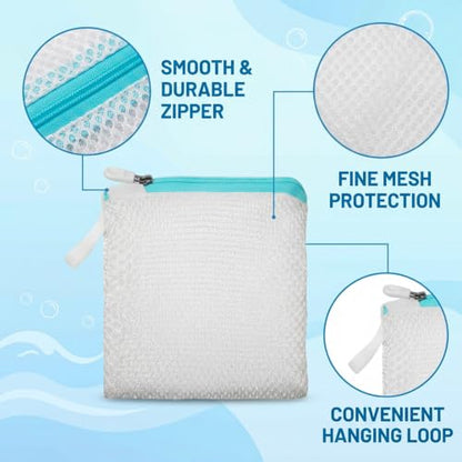 6PCS Small Mesh Laundry Bags Set, Delicate Laundry Bag for Lingerie and Socks, Compact Washing Bags for Delicates with Secure Zipper Closure, Ideal for Travel and Daily Laundry Organization