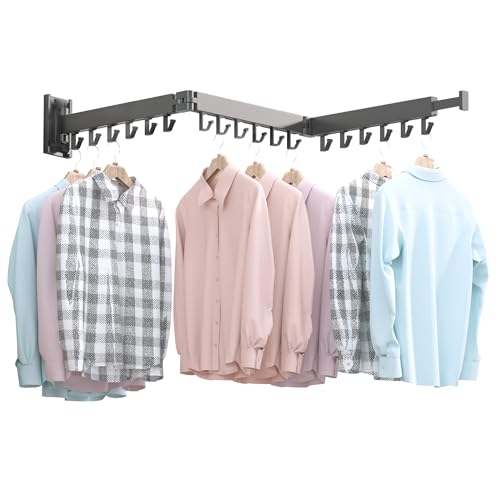 BOQORAD Drying Rack Clothing,Clothes Drying Rack Wall Mounted,Collapsible Hanging Racks for Laundry,Laundry Drying Rack,Wall Mounted Clothes Rack - color: Black