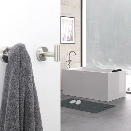 NearMoon Bath Towel Hooks- SUS 304 Stainless Steel Robe Hook Holder, Heavy Duty Coat Hook for Bathroom Livingroom Hotel Kitchen Garage, Wall Mounted (Brushed Nickel, 16 Pack) - color: Brushed Nickel, size: 16 Pack