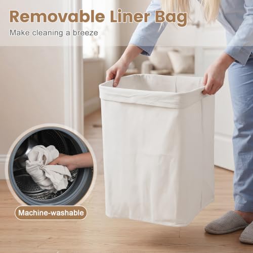 Giantex Bamboo Laundry Hamper with Lid, Removable Liner & Portable Handles - color: Light Tan