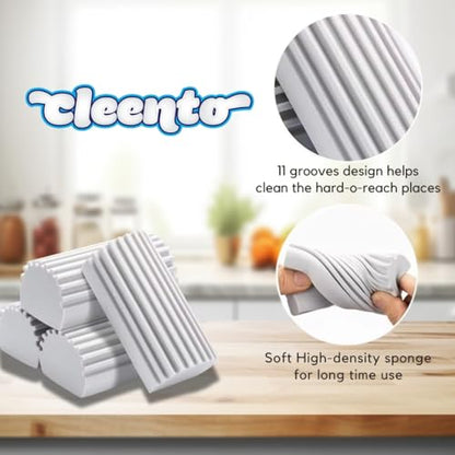 Damp Duster Cleaning Sponge, Multi-Surface Dust Cleaner Magic Eraser for Blinds, Hair, Glass, Mirrors, Car, Baseboards & Window Grooves - All Purpose, Reuseable Household Supplies (4 Pack) - size: 4 Pack
