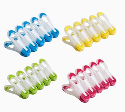 20 Pack Colorful Heavy Duty Plastic Clothespins Laundry Peg Clips