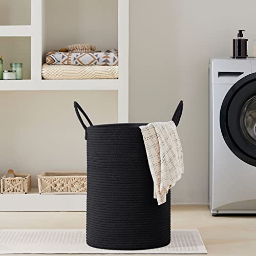 VIPOSCO 72L Tall Woven Laundry Basket Hamper, Black - color: Black, size: 72L