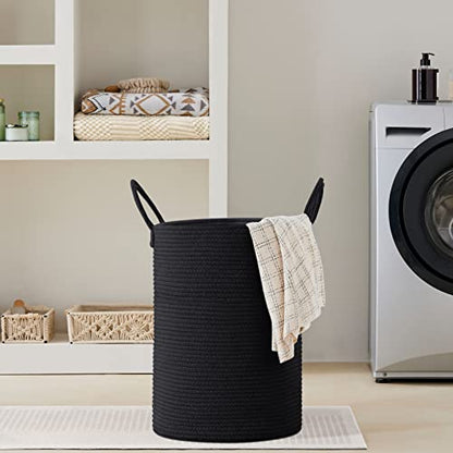VIPOSCO 72L Tall Woven Laundry Basket Hamper, Black - color: Black, size: 72L