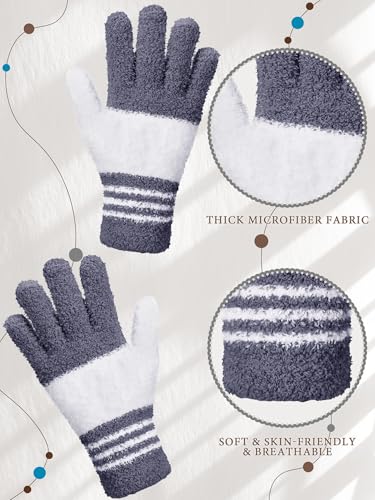 Patelai 3 Pairs Microfiber Dusting Gloves for Plants Leaf, Large - color: Dark Blue, Gray, Khaki, White, size: Large