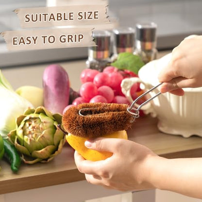 Sawysine Tawashi 100% Natural Coconut Coir Fiber Brush with Handle