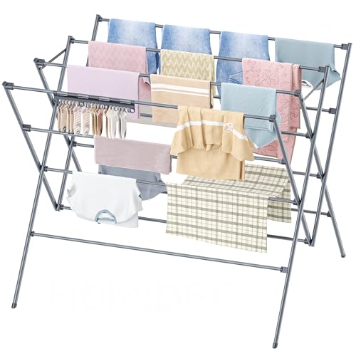 Drying Rack Clothing,35.4in Long Drying Poles Large Clothes Drying Rack - color: Silver, size: 38.2in