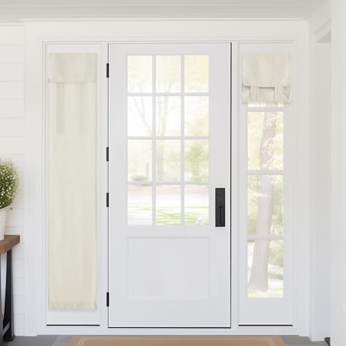 RYB HOME Faux Linen Side French Door Curtain - Privacy Light Filtering Window Curtains for Patio Front Door Sidelight Drapes Tie up Shade, 1 Piece, 12W x 72L Inches, Linen - color: Linen, size: 12"W x 72"L (Pack of 1)