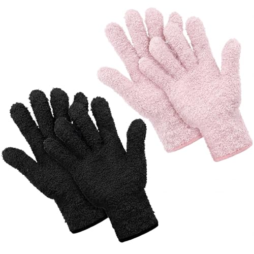 Patelai 2 Pairs Microfiber Gloves for Plants,Black, Pink,Large - color: Black, Pink, size: Large
