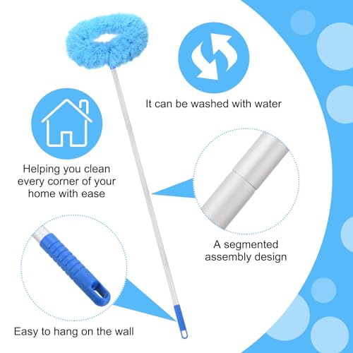 PATIKIL Ceiling Fan Cleaner Duster, 12.9" to 47.2", Microfiber Duster Extendable Handle Fan Blade Cleaning Tool Removable Washable for Furniture Blind, Blue - color: Blue