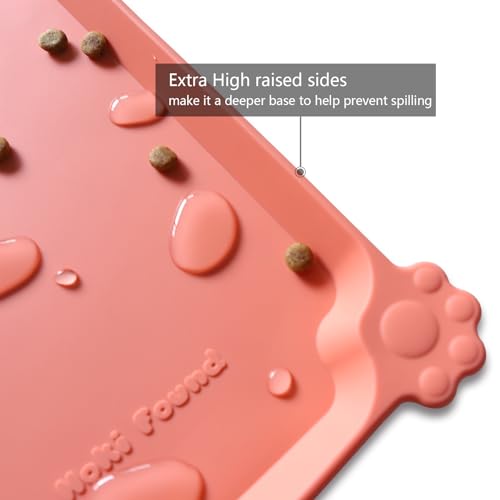 Hoki Found -Waterproof Pet Feeding Mats with High Lips - Multiple Size and Colors for Dogs, Cats & Others-BC - color: Burnt Coral, size: 19" x 12"