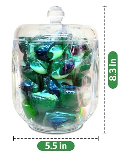 TidyFriend Clear Pod Container for Laundry Room, Glass Laundry Jar with Lid for Storing Detergent, Organizing Dishwasher Pods and Washing Area (Clear Acrylic Jar) - color: Acrylic Jar With Lid