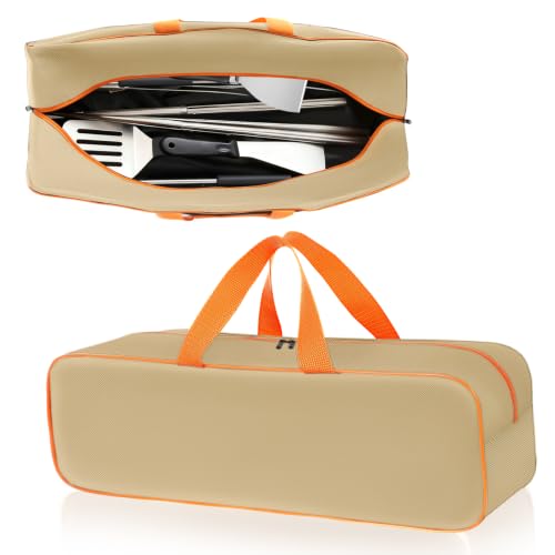 Grill Utensil Storage Bag for Outdoor Grilling, 24 x 8 x 8 in, Khaki - color: Khaki, size: 24" x 8" x 8"