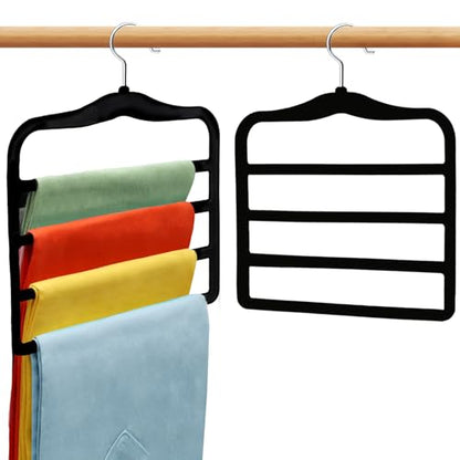 Closet Organizers and Storage, 2 Pack Pants-Hanger-Space-Saving - color: Black+sliver