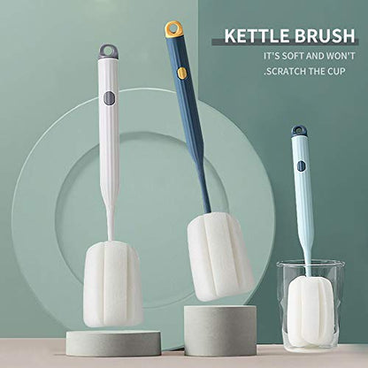 DI QIU REN 2Pcs Pink Sponge Bottle Brushes Clean Cups and Narrow Containers - color: Pink-brush