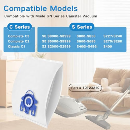 14 Pack 3D Airclean GN Vacuum Bags Compatible with Miele Classic C1, Complete C2, Complete C3, S2 S5 S8 S400 Series Dust Bags with 4 Motor Protection Filters, 4 Exhaust Filters - style: GN Bag-14 Pack