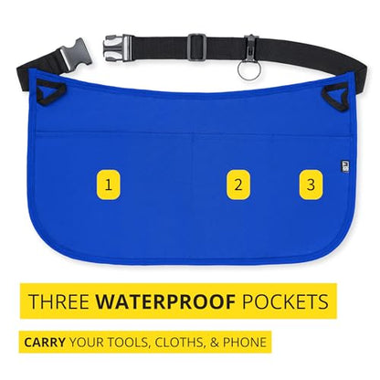 3-Pocket Waterproof Professional Cleaning Apron. Made for Pro Cleaners. Like a Cleaning Caddy Around Your Waist - color: Royal Blue, size: One Size