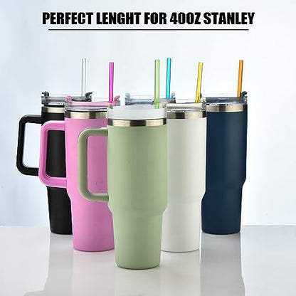 ALINK 13 inch Reusable Plastic Straws, Extra Long Colorful Tritan Tumbler Replacement Straws for Stanley Cups, 1 Gallon, 64/40/ 32 oz Water Bottles, Set of 10 with Brush - style: 13 INCH