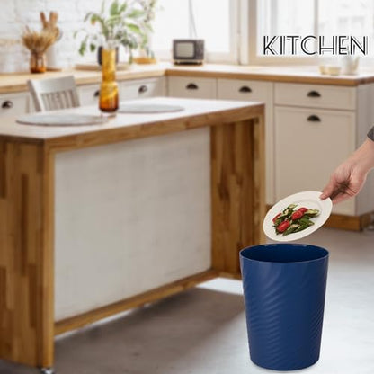 UUJOLY Plastic Small Bathroom Trash Can Wastebasket Garbage Can, Navy Blue - color: Navy Blue, size: 1.8 Gallon/1 Pack