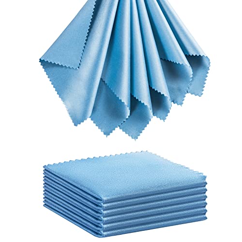 Eyeglass Cleaning Cloth Glasses Cleaner 12Pack Microfiber Lens Cleaner Eyewear Sunglass Wipes for Glass Jewelry Screen Camera Lint Free Thick 5x6 Inch (Blue, 5x6) - color: Blue, size: 5x6