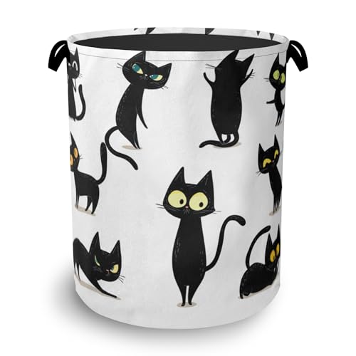 Funny Black Cat Laundry Hamper,Dirty Clothes Laundry Basket with Handles Waterproof Oxford Cloth Storage Basket for College Dorms Bathroom Bedroom 16" x 20.8" - color: Funny Black Cat