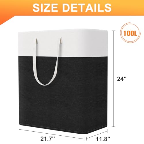TasticTotes Laundry Basket 3-Pack, Laundry Hamper, 100L-Black - color: Black, size: 100L