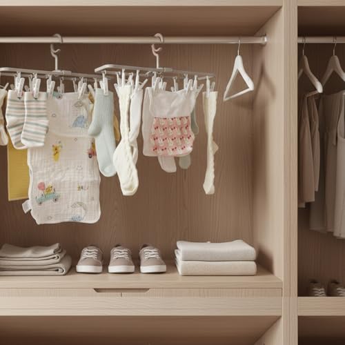 Clothes Drying Racks 2Pack Small Folding Portable Hangers with 12 Clips - color: Gray,pink-2 Pack