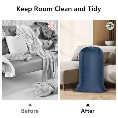 OTraki 28x45 Inch Laundry Bag, Dirty Clothes Travel Wash Bag - color: Navy Blue