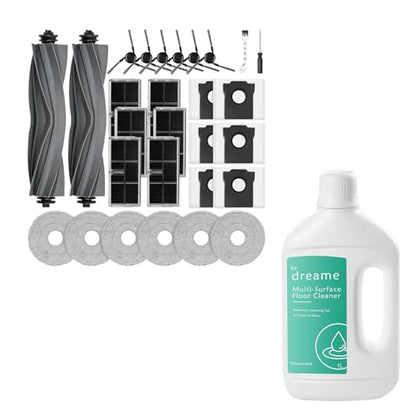 Accessories Kit & Floor Cleaning Solution Compatible with Dreame X40 Ultra/L40 Ultra Robot Vacuum, No Residue, Low Foam,28PCS Replacement Parts