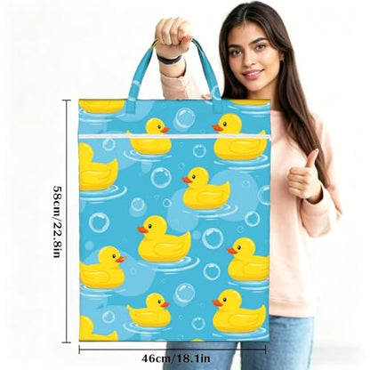 "cute duck funny cute 2-Pack Travel Laundry Bags for Dirty Clothes- Large Waterproof Laundry Tote, Wet & Dry Use, Reusable Foldable Carry Handles for Vacation, Gym & Dorm" - color: Cute Duck Funny Cute
