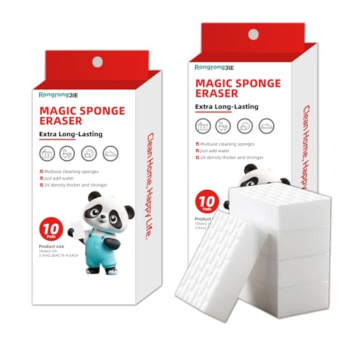 Magic Sponge Eraser, Melamine Sponges for Cleaning, 2X Density, 20 Pcs in Bulk, Long Lasting Scrub Pads for Kitchen, Bathroom, Furniture, Tub, Sink, Floors, Baseboard, Shoes, Wall Cleaner - size: 3.93x2.36x0.79in 20pcs