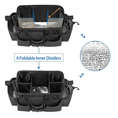 LoDrid Wearable Cleaning Caddy Bag with 4 Foldable Dividers, Black - color: Black