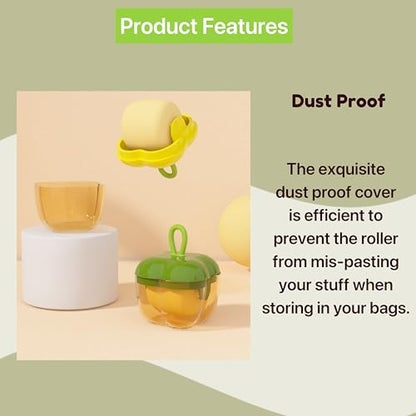 Mini Lint Roller, Reusable Lint Roller, Portable Lint Roller for Clothes, Travel Washable Sticky Gel Lint Remover for Pet Hair Crumbs Scraps and Yarns Household (Clear Yellow)