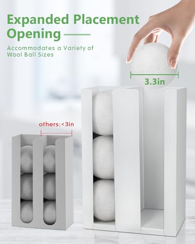 Magnetic Dryer Ball Holder - Iron Wool Dryer Balls Dispenser - laundry reusable magnetic organizer, Laundry Dryer Sheet Holder, Magnetic Laundry Balls for Dryer Basket Holder, White (No Balls)